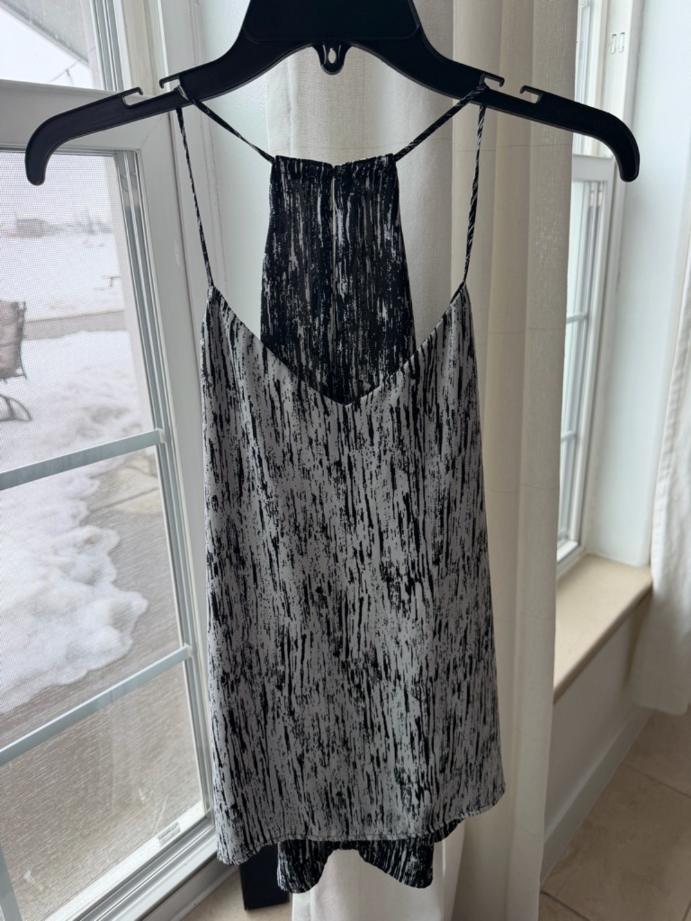 Express Black and White Abstract Print Cami Top
